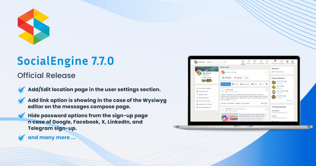 SocialEngine Self-Hosted 7.7.0 is now released