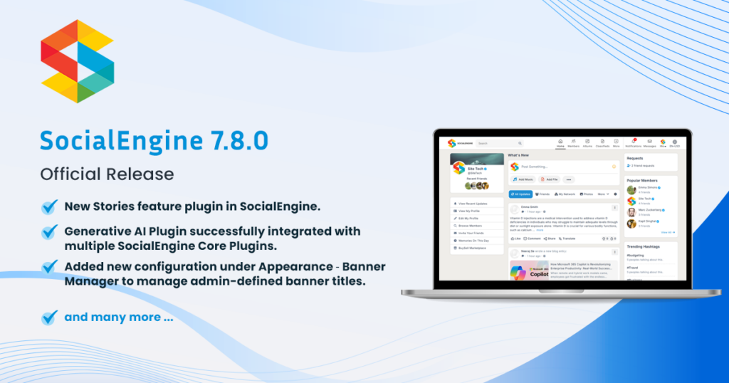 🚀 Exciting news: SocialEngine Self-Hosted 7.8.0 is now released 🎉
